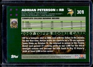 lot 132 image: 2007 Topps Adrian Peterson Rookie #301