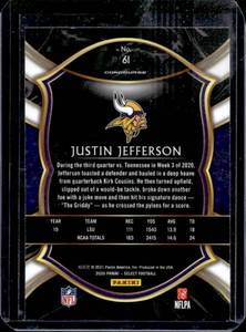 lot 137 image: 2020 Select Concourse Justin Jefferson Rookie #61