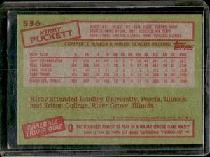 lot 24 image: 1985 Topps Kirby Puckett Rookie #536