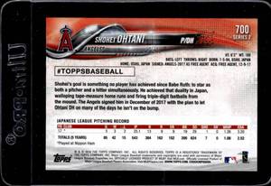 lot 61 image: 2018 Topps Shohei Ohtani Rookie #700