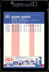 lot 158 image: 1987 Fleer Barry Bonds Rookie #604