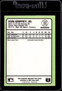 lot 182 image: 1989 Donruss Opening Day Ken Griffey Jr. Rookie #192