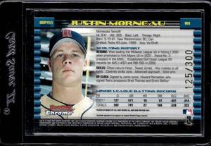 lot 183 image: 2002 Bowman Chrome Draft Refractor Justin Morneau #155 Serial #125300