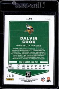 lot 195 image: 2021 Donruss Optic Purple Holo Dalvin Cook #98 Serial #2850