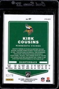 lot 196 image: 2021 Donruss Optic Pick Disco Kirk Cousins #97 Serial #5279