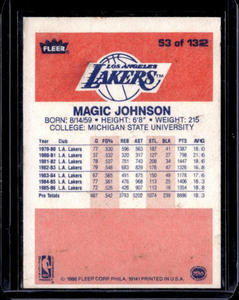 lot 205 image: 1986 Fleer Magic Johnson #53