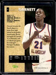 lot 217 image: 1995 Classic Draft Kevin Garnett Rookie #5