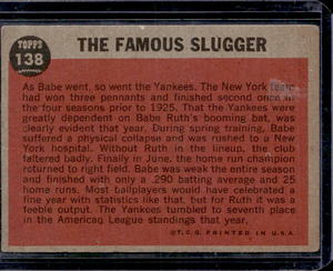 lot 227 image: 1962 Topps Babe Ruth #138