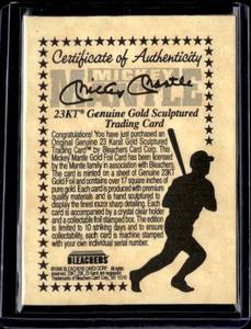 lot 244 image: 1996 Bleachers 24kt Gold Mickey Mantle