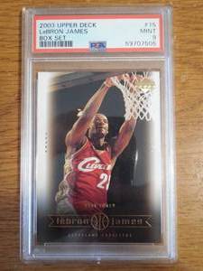 lot 148 image: PSA 9 2003 Upper Deck Box Set LeBron James Rookie #15