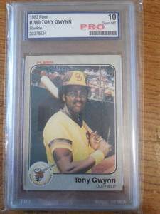 lot 75 image: PRO Gem Mint 10 1983 Fleer Tony Gwynn Rookie #360