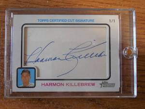 lot 76 image: 2022 Topps Heritage Certified Cut Signature Harmon Killebrew Autograph 1 of 1