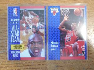 lot 199 image: (2) 1991 Fleer Michael Jordan Cards #29 & #211