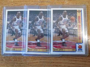 lot 202 image: (3) 1991 Upper Deck Michael Jordan #452