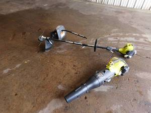 lot 46 image: Ryobi Leaf Blower, Weed Whip with Tiller Attachment