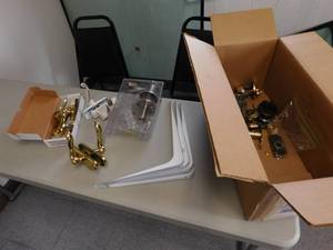 lot 51 image: Misc. Door Parts & 3 - 12 x 14 Shelf Brackets
