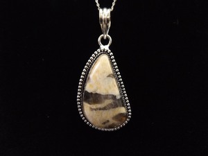lot 20 image: .925 Sterling Silver Jasper Bone Agate Pendant Necklace