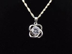 lot 27 image: .925 Sterling Silver Zirconia Solitaire Pendant Necklace