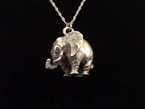 lot 29 image: .925 Sterling Silver Signed MAF Elephant Pendant Necklace
