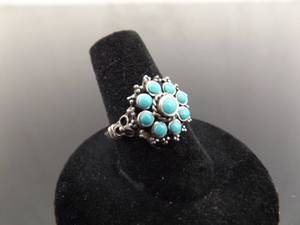 lot 41 image: .925 Sterling Silver Sleeping Beauty Turquoise Ring Size 7.5
