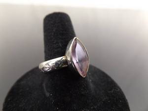 lot 52 image: .925 Sterling Silver Marquis Cut Amethyst Crystal Ring Size 8.75
