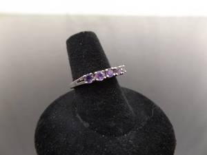 lot 55 image: .925 Sterling Silver Amethyst Ring Size 7