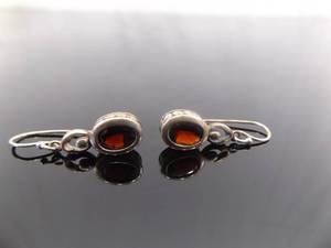 lot 95 image: .925 Sterling Silver Faceted Garnet Hook Earrings