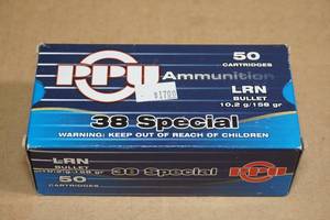 lot 50 image: 50 PPU .38 Special 158 Gr LRN Ammo