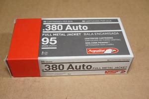 lot 52 image: 50 Aguila .380 Auto 95 Gr FMJ Ammo