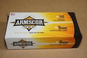 lot 60 image: 50 Armscor 9mm Luger 115 Gr FMJ Ammo
