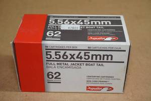 lot 80 image: 50 Aguila 5.56 x 45mm 62 Gr FMJ Boat Tail Ammo