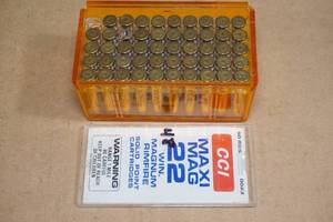 lot 98 image: 48 CCI Maxi Mag .22 Win Mag Solid Point Ammo