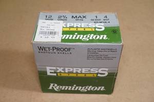 lot 103 image: 25 Remington Express Steel 12 Gauge 2-34 4 Shot Shotshells
