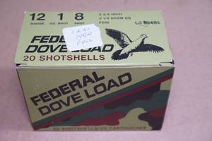 lot 109 image: 20 Federal Dove Load 12 Gauge 2-34 8 Shot Shotshells