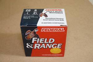 lot 128 image: 25 Federal Field and Range 20 Gauge 2-34 8 Shot Shotshells