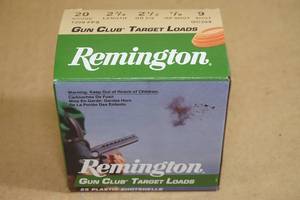 lot 130 image: 25 Remington Gun Club 20 Gauge 2-34 9 Shot Shotshells