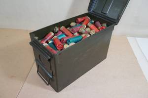 lot 135 image: 190 12 Gauge 2-34 Target and Light Load Shotshells in Ammo Can