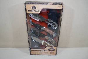 lot 142 image: NEW Mossy Oak 4PK Variety Fixed Blade Knife Set