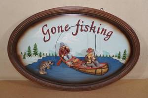 lot 206 image: 3D Gone Fishing Wall Sign