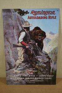 lot 212 image: Vintage Look Remington Autoloading Rifle Metal Sign