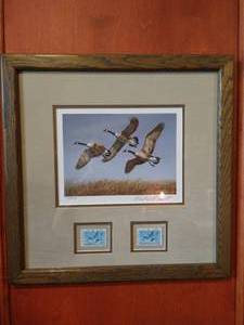 lot 13 image: North Dakota Duck Stamp Print - 1982 Richard Plasschaert
