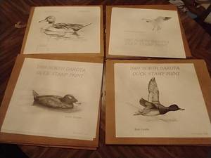 lot 30 image: (4) North Dakota Duck Stamp Prints - 1986-1989