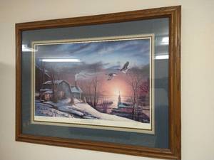 lot 100 image: Signed Terry Redlin Print - The Sharing Season