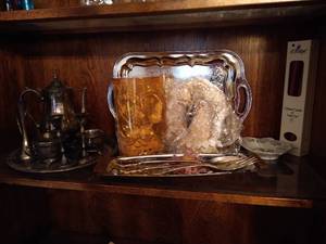lot 36 image: Silver Plate Tea Set & Decor