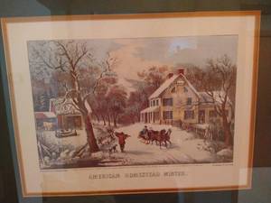 lot 49 image: Currier & Ives Print American Homestead Winter