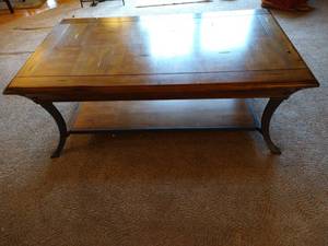 lot 69 image: Wood & Metal Rising Top Coffee Table