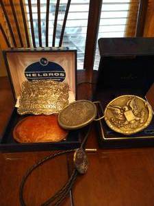 lot 85 image: Belt Buckles & Sliding Cowboy Tie