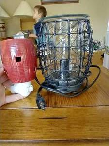 lot 364 image: Scentsy Rustic Wire Wax Warmer & Brick Red Wall Warmer