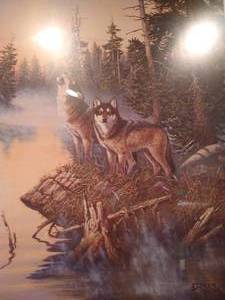 lot 414 image: Where Freedom Reigns Limited Edition Print - Wolves by Derk Hansen