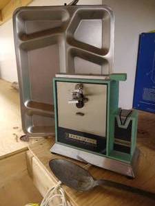 lot 432 image: Vintage Penncrest Can OpenerKnife Sharpener  Cafeteria Tray